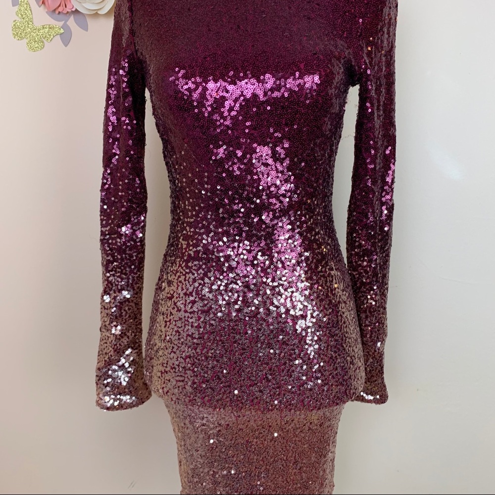 Mind Code Purple Sequin Backless Dress - image 4